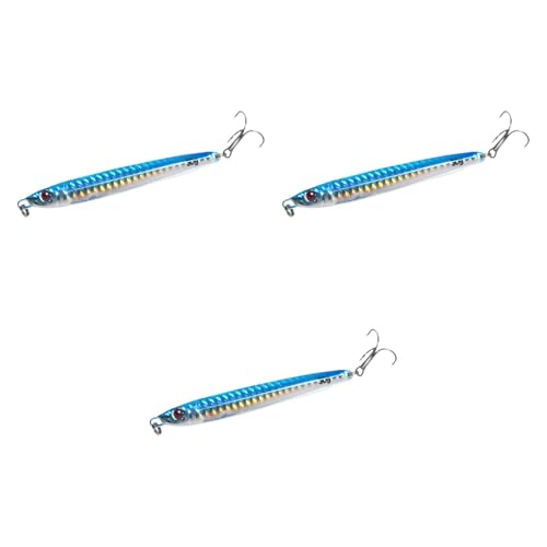 perfk 3-teiliges Angelköder-Set, Swimbaits mit Haken, bionische Köder, lebensechte 3D-Angelköder, Angelzubehör für Süßwasser, Bootsangeln, BLAU von perfk