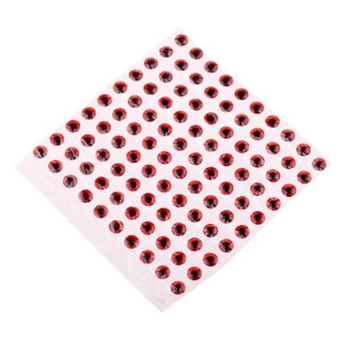 perfk 6x100 Stücke 4mm Augen 3D Holographische Angeln Locken Augen Fliegen Binden Rot von perfk