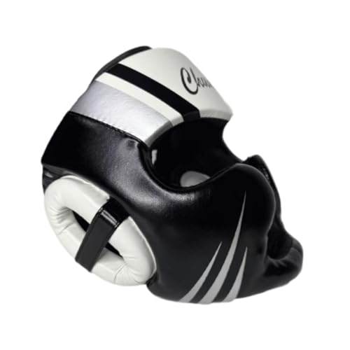 perfk Box Kopf Bedeckungen Boxhelm Gesichts Abdeckung Tragbare Kopf Bedeckung MMA Kopf Bedeckung Muay Thai Kopf Bedeckung für Sparring Taekwondo Grappling, Schwarz-Weiss von perfk