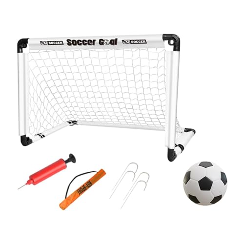 perfk Fußballtor für Kinder, Fußballtor, Übungsfußball, Luftpumpe, Fußballnetz, faltbares Fußballtor für Kinder im Park, Hinterhof, Orange 90x60cm von perfk