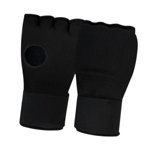 perfk Gel-Box-Handbandagen, Innenhandschuhe, Halbfinger-Handschuhe für Erwachsene, schnelle Handgelenkschlaufen für Sport, Kickboxen, Übung, Taekwondo, Schwarz von perfk