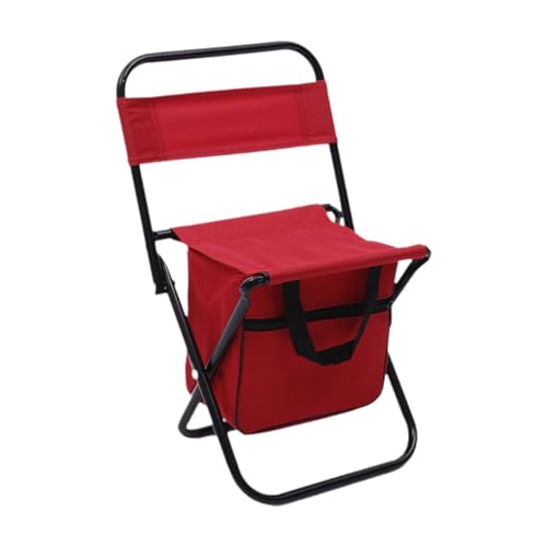 perfk Klappbarer Campingstuhl, Kühltasche, Angelstuhl, Hocker, vielseitiger Klappstuhl, Sitz für Camp, Angeln, Wandern, Hinterhof, Garten, Rot von perfk