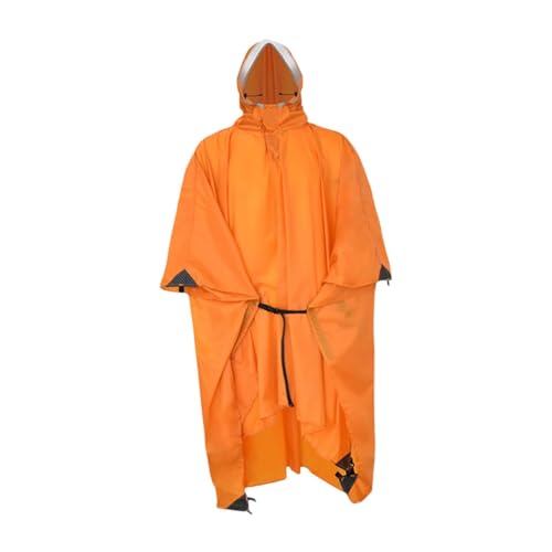 perfk Regenponcho mit Kapuze, Regenjacke Herren Damen Multifunktions-wasserdichter Regenmantel Regenmantel zum Angeln Reisen Camping Reiten, Orangefarbener ärmelloser von perfk