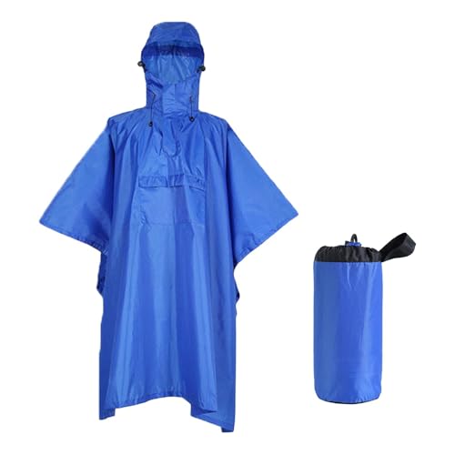 perfk Regenponcho mit Kapuze Regenmantel Multifunktionale wasserdichte Regenjacke Regenmantel für Rucksackreisen Outdoor-Aktivitäten Angeln, BLAU von perfk