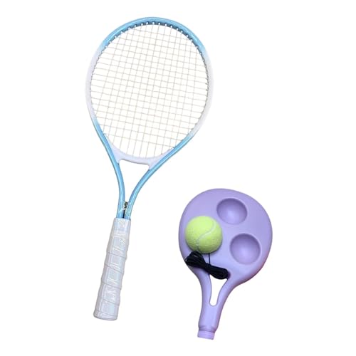 perfk Tennis Ball Tennis Rebounder mit Saite Leichter Tennisschläger 21 Zoll Selbstübung für den Garten Hinterhof, Blau Weiss von perfk