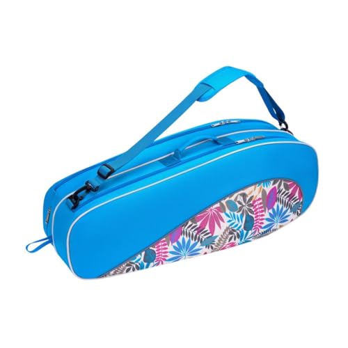 perfk Tennisschlägertasche, multifunktionale Tennis-Einkaufstasche mit abnehmbarem, verstellbarem Schultergurt, Badmintontasche, Schläger-Tragetasche, Blau von perfk