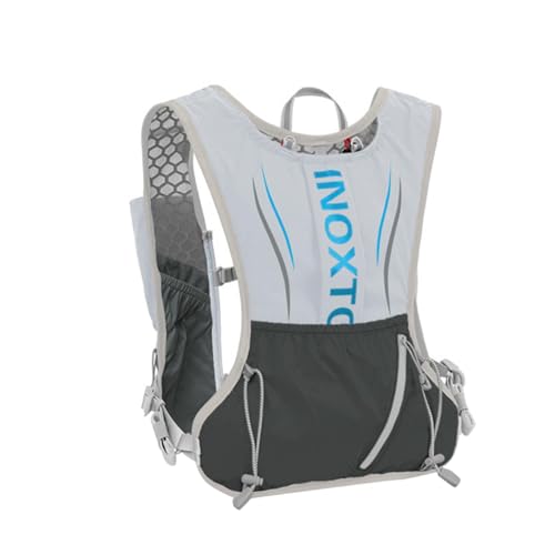 perfk Trinkweste Trinkrucksack Verstellbare Laufausrüstung, Atmungsaktiver Rucksack mit Mehreren Taschen, Laufweste Zum Joggen Und Camping, grau von perfk