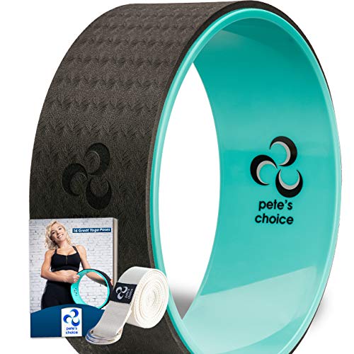 Yoga Rad mit eBook inklusive & Yogagurt - Bequem & langlebiges Yoga-Zubehör I Yoga Wheel für mehr Flexibilität I Idealer Rückendehner von pete's choice
