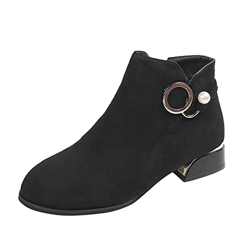 Damen Stiefeletten Casual Chelsea Boot mit Blockabsatz Comfort Pure Farbe Frauen Ankle Boots Bootie Herbst Winter Stiefel Worker Boots Schneestiefel Damen Schuhe Stiefelette Knöchel Schuhe a431 von pitashe_Bekleidung