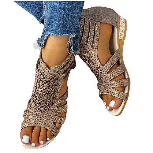 Sandalen Damen Sommer Winterschuhe Damen Gefüttert Winterstiefel Winter Stiefeletten Boots Frauen Schuhe Warm rutschfeste Schwarz Braun Grau Rosa EU 36-43 Strand Sandalen Römische Sandaletten J907 von pitashe_Bekleidung