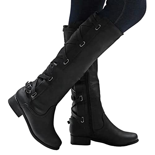 gummistiefel damen halbhoch, Damen Stiefeletten Ankle Boots mit Blockabsatz Retro-Stil Kurze Stiefel Spitzschuh High Heel Schuhe Schnürsenkel Frauen Bequem Spitzschuhe Kurze Stiefeletten Herbst Winter von pitashe_Bekleidung