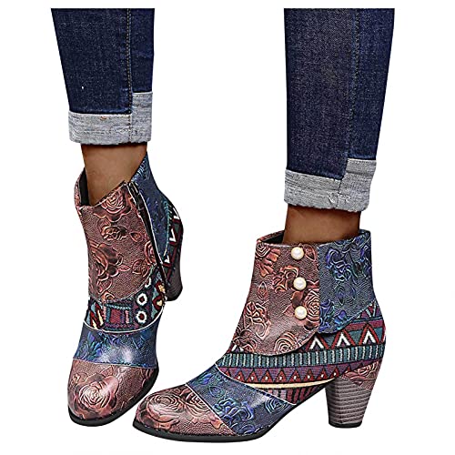 halbstiefel Damen elegant, halbstiefel Damen Leder, Damen Stiefeletten Ankle Boots Wildleder Stiefel mit Fransen, Frauen Winterstiefel Bequem Elegant Westernstiefel Herbst Winter Damenschuhe von pitashe_Bekleidung