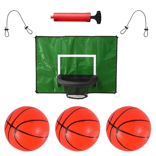 Basketballkorb für Trampoline,Trampolin-Basketballkorb - Trampolin-Spielzeug mit 3 Mini-Basketbällen und Pumpe - Wasserdicht, sicheres Eintauchen, drinnen/draußen, passend für die meisten Trampoline von planning