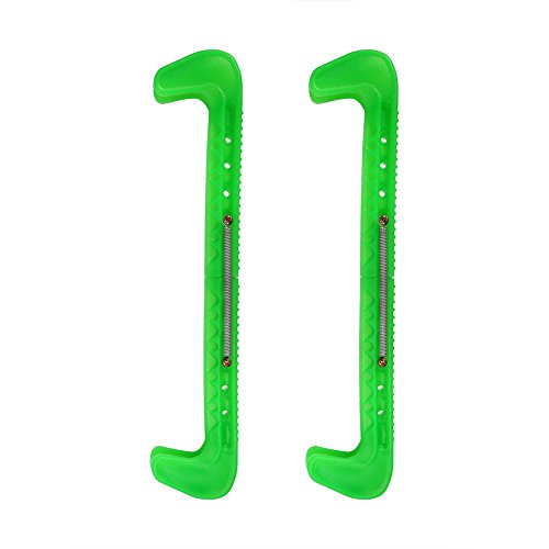 plplaaoo 1 Paar Schlittschuhschutz,Kufenschoner für Eishockeyschlittschu, strapazierfähige Kunststoff-Eishockey-Schlittschuh-Klingenschutzabdeckungen mit Verstellbarer Feder(grün) von plplaaoo