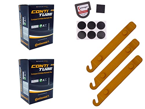 2X Fahrradschlauch Continental 54-406 (20x2.10) AV 40mm Schrader +Reifenheber von pneugo!