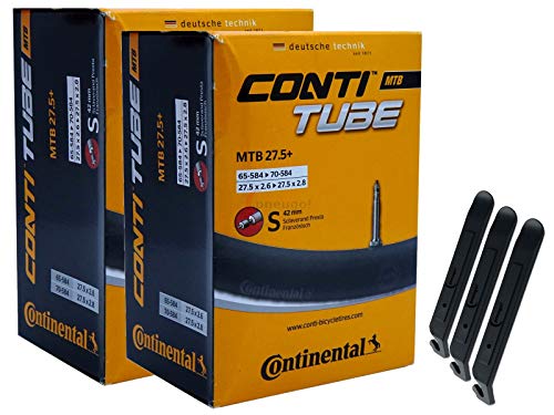 pneugo! Set 2 x Continental Fahrradschlauch 27.5 Zoll 65-70/584 S42 MTB 27,5 Plus + 3 Reifenheber pneugo! Set 2 x Continental Fahrradschlauch 27.5 Zoll 65-70/584 S42 MTB 27,5 Plus + 3 Reifenheber von pneugo!