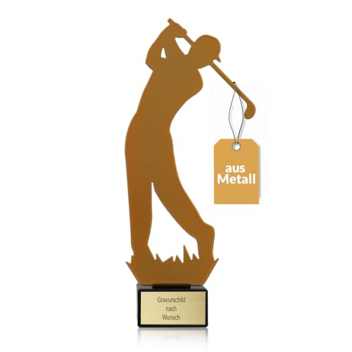 Pokal-Fabrik - Goldener Golf Pokal 21 cm aus Metall mit Gravur - Geschenk-Trophäe mit Golfer-Silhouette & Steinsockel - Personalisiertes Geschenk - Wanderpokal Golfen Zubehör Pokal-Fabrik - Goldener Golf Pokal 21 cm aus Metall mit Gravur - Geschenk-Trophäe mit Golfer-Silhouette & Steinsockel - Personalisiertes Geschenk - Wanderpokal Golfen Zubehör von pokal-fabrik.de