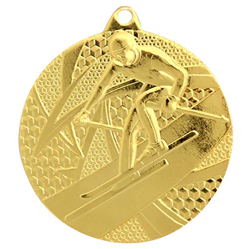 pokalspezialist 10 Stück Medaille Gold Wintersport Ski aus Stahl 50 mm x 3 mm MMC3950 von ZYZYZK