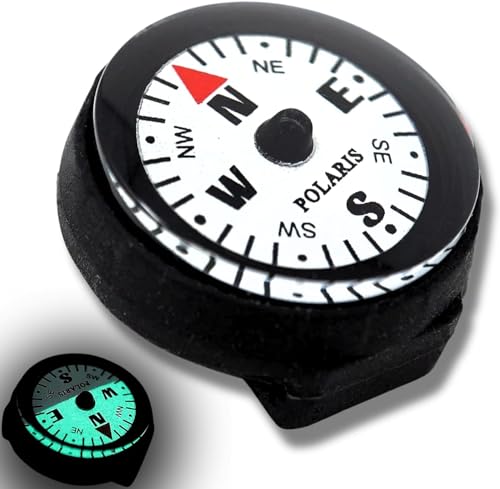 POLARIS Mikro-Kompass, wasserdicht, 60 m, Uhrenarmband, Paracord-Armband, Kompasse, leuchtet im Dunkeln, leicht zu lesendes Design, Camp-Orientierung, Überleben, Unterwassertauchen (1) von POLARIS
