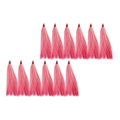 predolo 12x Angeln Bucktail Teaser Angeln Lockt Salzwasser Stecker Angelgerät für Seabass, ROSA von predolo