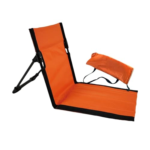 predolo Bodenstuhl mit Rückenlehne Klappstuhl Auflage Campingstuhl Strandsitze für Konzerte, Orange, 38cmx68cmx40cm von predolo