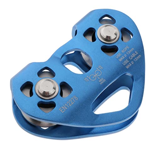 predolo Hochleistungs-Kletter-Doppelrolle 30KN Aluminiumlegierung Pendelrolle für Outdoor-Sportarten, Blau, 106 x 88 mm von predolo