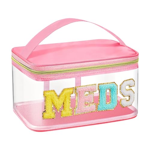 predolo PVC-Glitzer-Kosmetikhandtasche, transparente Make-up-Organizer-Tasche, Kulturbeutel-Organizer und Griff, Kosmetiktasche für Geschäftsreisen, Rosa von predolo