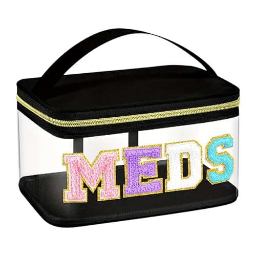 predolo PVC-Glitzer-Kosmetikhandtasche, transparente Make-up-Organizer-Tasche, Kulturbeutel-Organizer und Griff, Kosmetiktasche für Geschäftsreisen, Schwarz von predolo