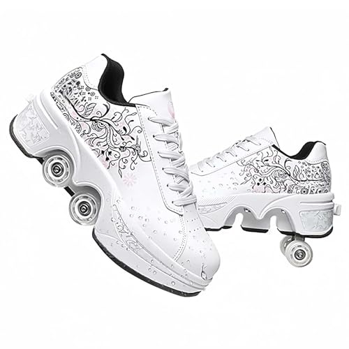 Rollschuh Roller Skates, Schuhe mit Rollen, Rollschuhe Schuhe, Roller Shoes Verstecktes Rollen, Laufsportschuhe Zum Spielen für Männer Und Frauen von preyrocbirds