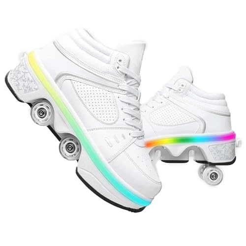 preyrocbirds Schuhe mit Rollen, LED Leuchtend Roller Skates, Verstecktes Rollen, Verstellbare Rollschuhe für Laufsportschuhe Zum Spielen für Männer Frauen von preyrocbirds