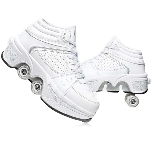 Schuhe mit Rollen, LED Leuchtend Roller Skates, Verstecktes Rollen, Verstellbare Rollschuhe für Laufsportschuhe Zum Spielen für Männer Frauen von preyrocbirds