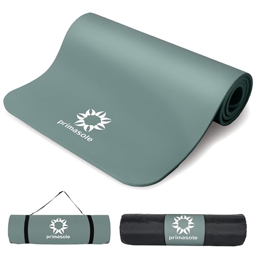 Primasole PSS91NH004A-DG Gymnastikmatte mit Tragegurt und Etui-Matte für Yoga, Pilates, Fintess zu Hause und im Fitnessstudio, 183 cm L x 61 cm B, Grün von primasole