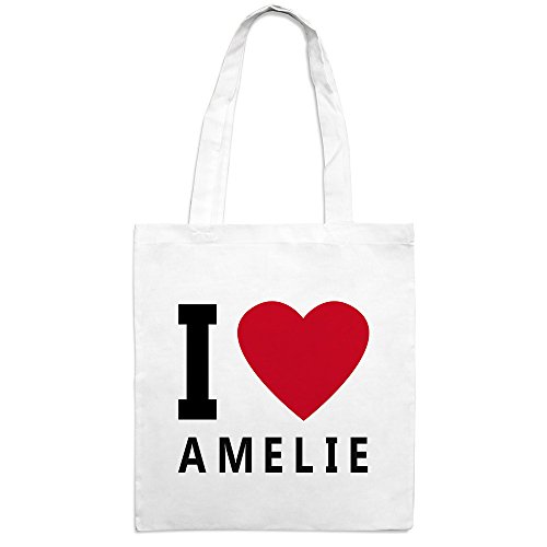 Jutebeutel mit Namen Amelie - Motiv I Love - Farbe weiß – Stoffbeutel, Jutesack, Hipster, Beutel Jutebeutel mit Namen Amelie - Motiv I Love - Farbe weiß – Stoffbeutel, Jutesack, Hipster, Beutel von printplanet
