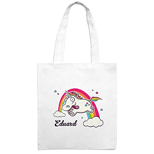 Jutebeutel mit Namen Eduard - Motiv Verrücktes Einhorn - Farbe weiß - Stoffbeutel, Jutesack, Hipster, Beutel Jutebeutel mit Namen Eduard - Motiv Verrücktes Einhorn - Farbe weiß - Stoffbeutel, Jutesack, Hipster, Beutel von printplanet