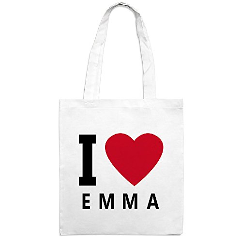 Jutebeutel mit Namen Emma - Motiv I Love - Farbe weiß – Stoffbeutel, Jutesack, Hipster, Beutel Jutebeutel mit Namen Emma - Motiv I Love - Farbe weiß – Stoffbeutel, Jutesack, Hipster, Beutel von printplanet