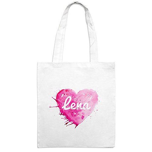 Jutebeutel mit Namen Lena - Motiv Painted Heart - Farbe weiß – Stoffbeutel, Jutesack, Hipster, Beutel Jutebeutel mit Namen Lena - Motiv Painted Heart - Farbe weiß – Stoffbeutel, Jutesack, Hipster, Beutel von printplanet