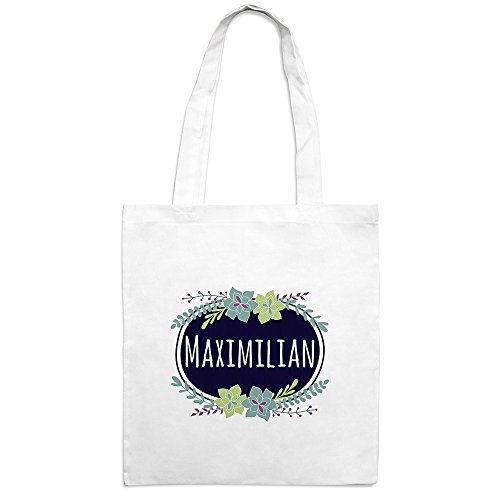 Jutebeutel mit Namen Maximilian - Motiv Flowers - Farbe weiß - Stoffbeutel, Jutesack, Hipster, Beutel Jutebeutel mit Namen Maximilian - Motiv Flowers - Farbe weiß - Stoffbeutel, Jutesack, Hipster, Beutel von printplanet