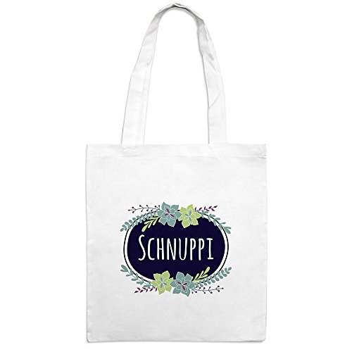 Jutebeutel mit Namen Schnuppi - Motiv Flowers - Farbe weiß - Stoffbeutel, Jutesack, Hipster, Beutel Jutebeutel mit Namen Schnuppi - Motiv Flowers - Farbe weiß - Stoffbeutel, Jutesack, Hipster, Beutel von printplanet