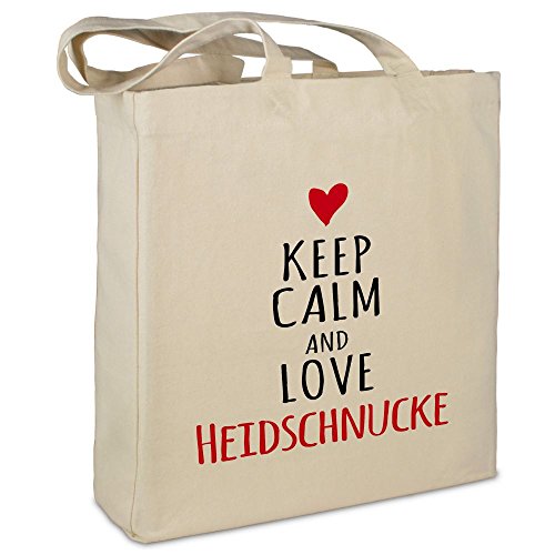 Stofftasche mit Namen Heidschnucke - Motiv Keep Calm - Farbe beige - Stoffbeutel, Jutebeutel, Einkaufstasche, Beutel von printplanet