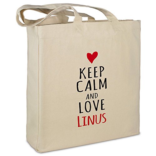 Stofftasche mit Namen Linus - Motiv Keep Calm - Farbe beige - Stoffbeutel, Jutebeutel, Einkaufstasche, Beutel Stofftasche mit Namen Linus - Motiv Keep Calm - Farbe beige - Stoffbeutel, Jutebeutel, Einkaufstasche, Beutel von printplanet