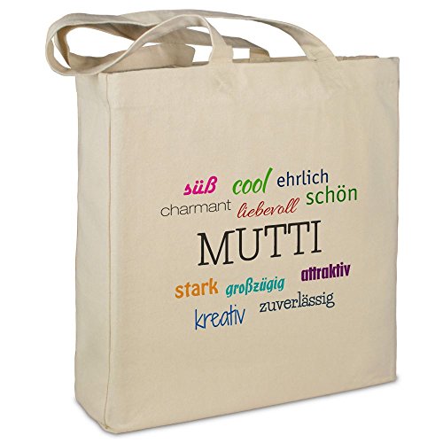 Stofftasche mit Namen Mutti - Motiv Positive Eigenschaften - Farbe beige - Stoffbeutel, Jutebeutel, Einkaufstasche, Beutel Stofftasche mit Namen Mutti - Motiv Positive Eigenschaften - Farbe beige - Stoffbeutel, Jutebeutel, Einkaufstasche, Beutel von printplanet