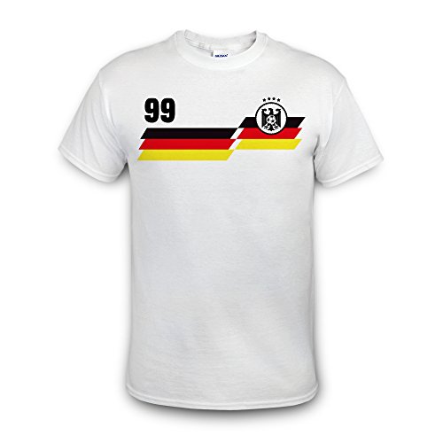 printplanet WM Deutschland Shirt mit Namen und Nummer Bedruckt - individuelle Rückennummer und Name aufdrucken Lassen - Fußball Trikot-Alternative aus Baumwolle - beidseitiger Aufdruck - Größe L von printplanet