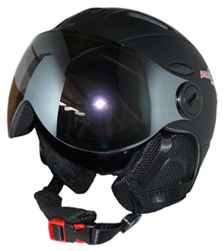 Skihelm MS95 schwarz matt mit Zwei Visieren klappbar - S von protectWEAR