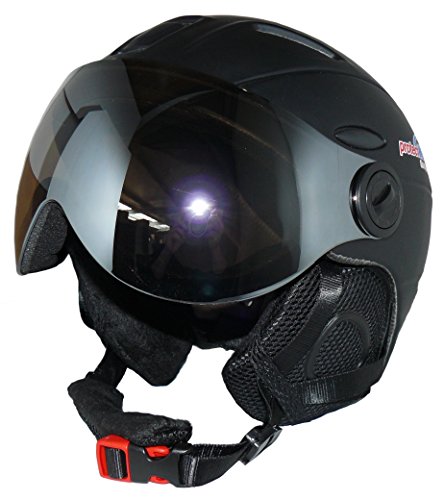 protectWEAR Skihelm MS95 schwarz matt mit Zwei Visieren klappbar - M von protectWEAR