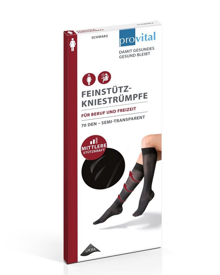 provital Kniestrümpfe provital Feinstützstrumpf 70DEN Damen Schwarz 35-38 von provital