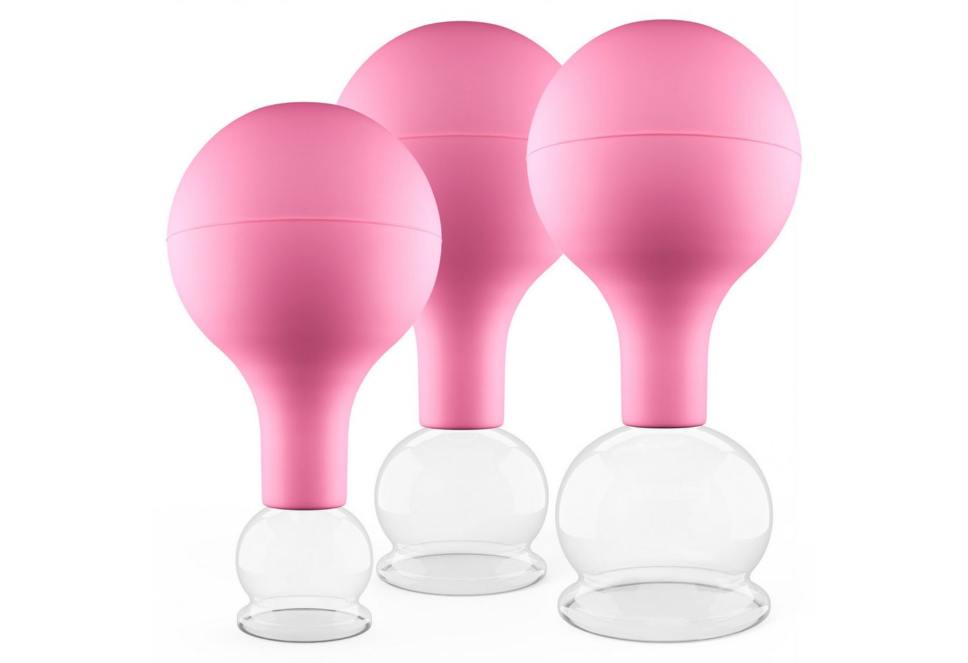pulox Vakuum-Massager Schröpfgläser Set aus Echtglas 3 Stück diverse Größen klein Pink pulox Vakuum-Massager Schröpfgläser Set aus Echtglas 3 Stück diverse Größen klein Pink von pulox