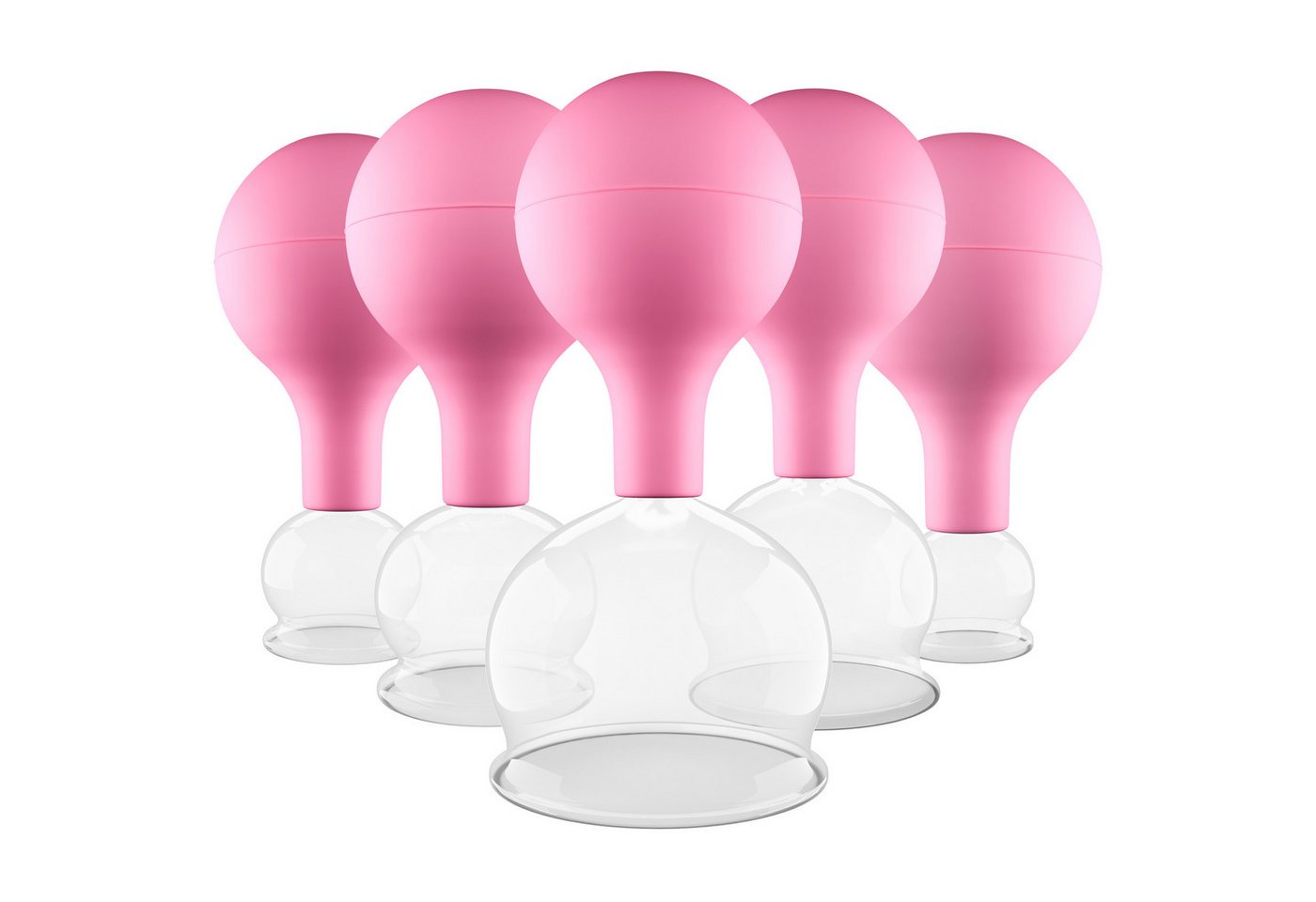 pulox Vakuum-Massager Schröpfgläser 5er Set - Echtglas mit Saugball, diverse Größen, Pink pulox Vakuum-Massager Schröpfgläser 5er Set - Echtglas mit Saugball, diverse Größen, Pink von pulox
