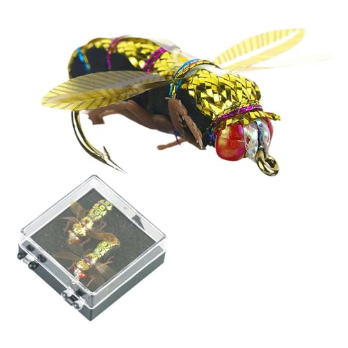 Bionic 2 Stück Fliegenfischköder, Köder zum Fliegenfischen, weicher Köder mit Haken, Bionische Trockenfliegen und Nassfliegen, Fliegenfischausrüstung von pulunto