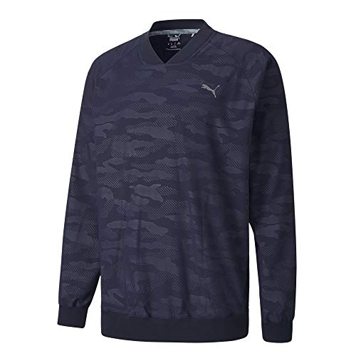 PUMA Herren Golf 2020 geprägtes Windshirt, Herren, Sweatshirt mit Rundhalsabschnitt, Golf Men's 2020 Embossed Wind Shirt, Peacoat, Large von pumagolf