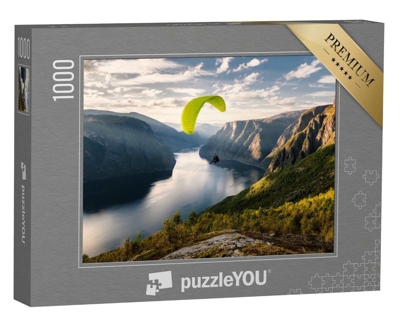 puzzleYOU Puzzle Gleitschirmfliegen am Aurlandfjord, Norwegen, 1000 Puzzleteile, puzzleYOU-Kollektionen Sport von puzzleYOU